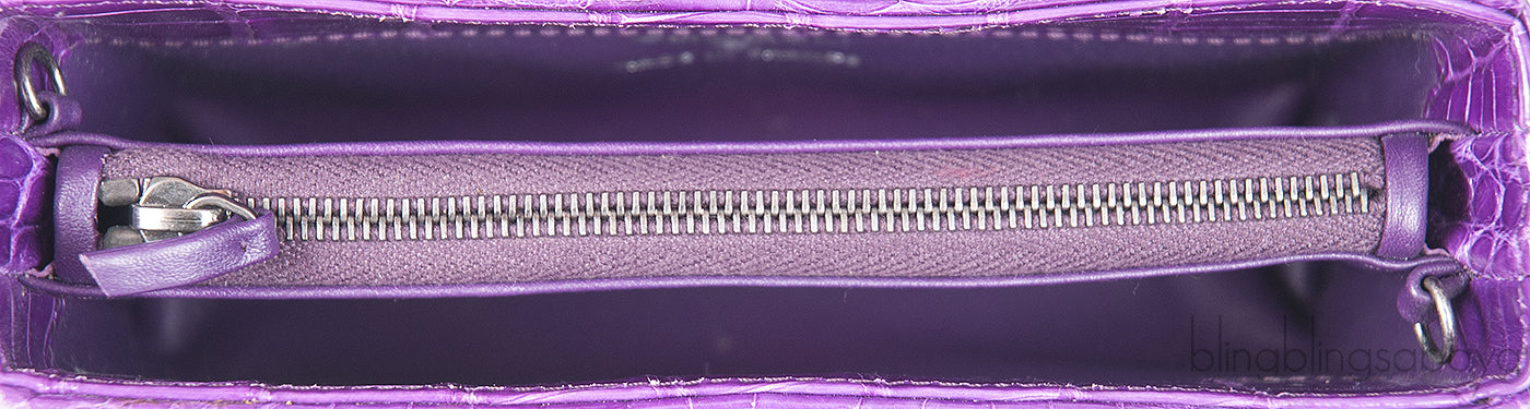 Chanel Purple Crocodile Phone Chain Pouch