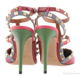 Red Multicolor Strap Rockstud Pump