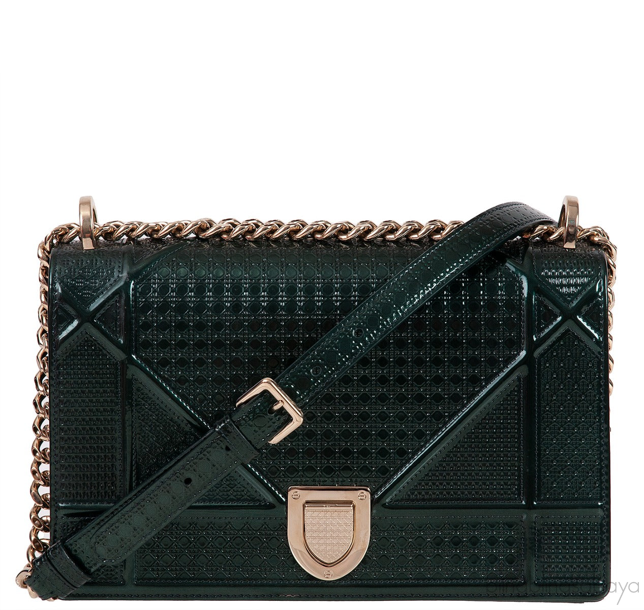 CHRISTIAN DIOR Diorama Emerald Green Flap Shoulder Bag