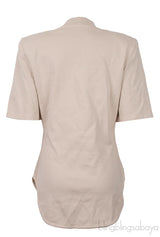 Beige Padded Shoulder T-shirt