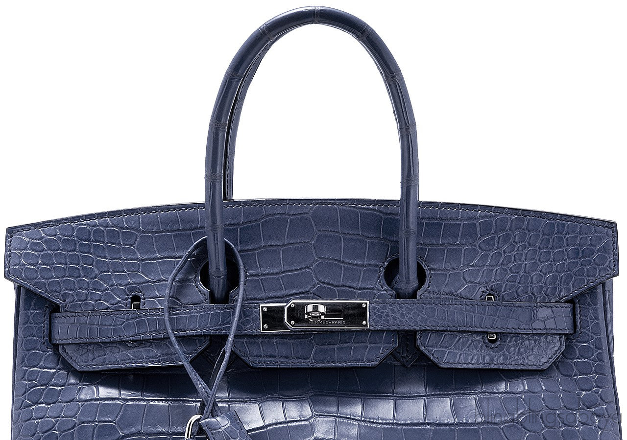 Birkin 35 Brighton Blue Matte Porosus