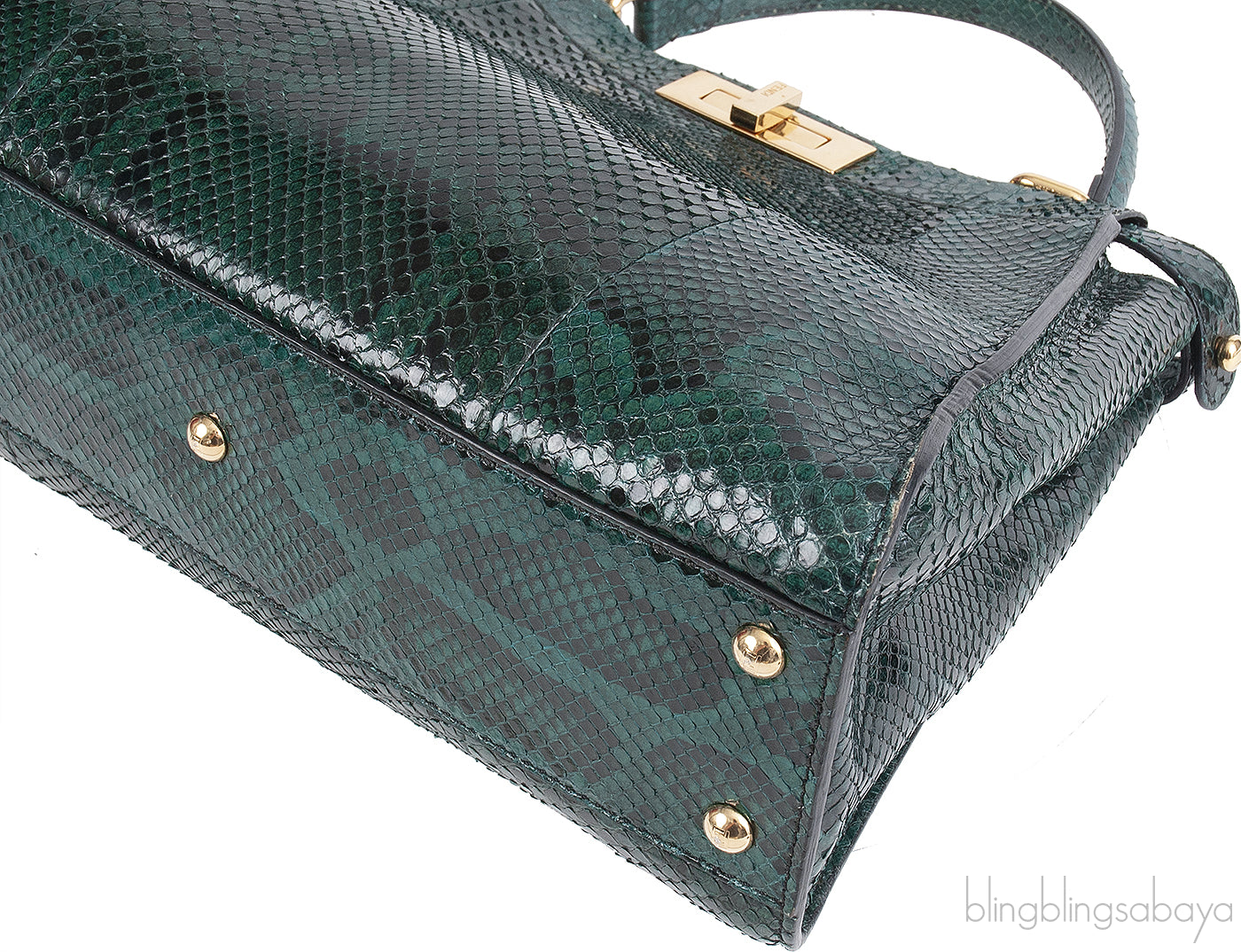 Fendi Peekaboo Medium Green Python Bag