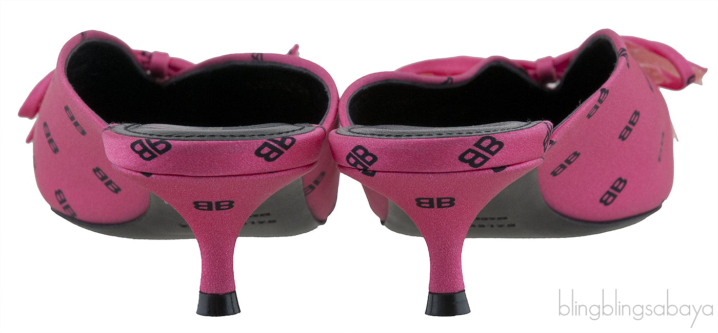 Silk BB Pink Knife Pointed Toe Mules