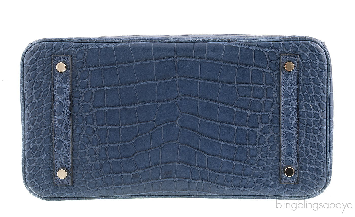 Birkin 30 Bleu de Prusse Croc