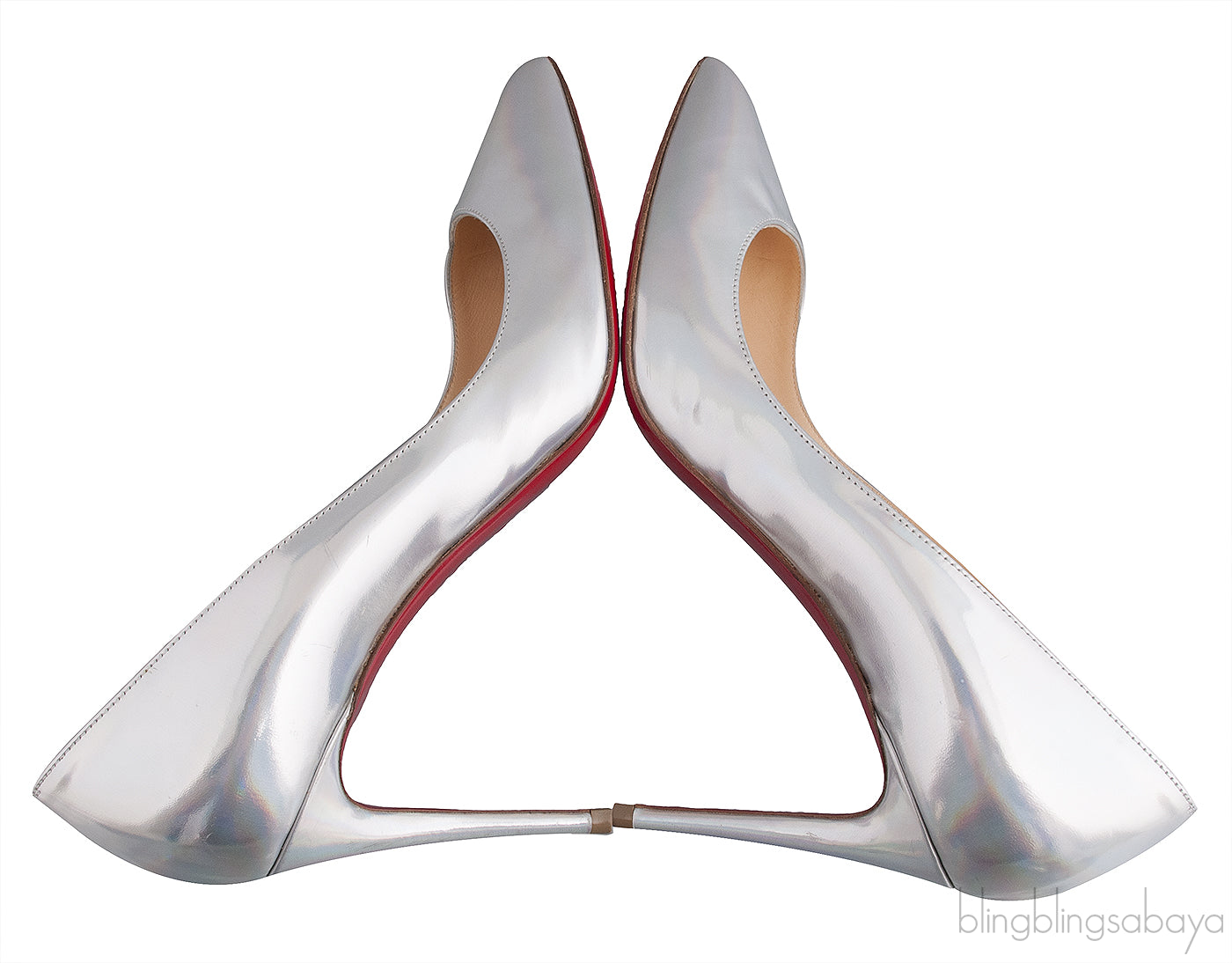 Silver Metallic Pointed Toe Heels