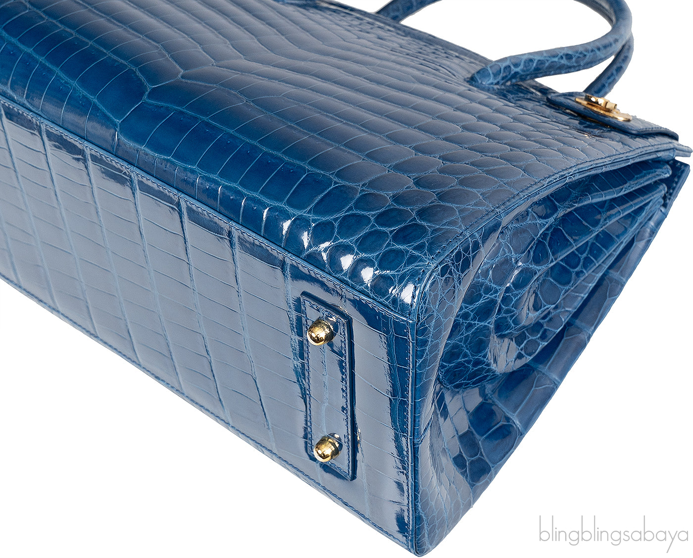 Kwanpen Blue Crocodile Top Handle Bag