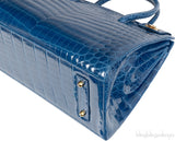 Kwanpen Blue Crocodile Top Handle Bag