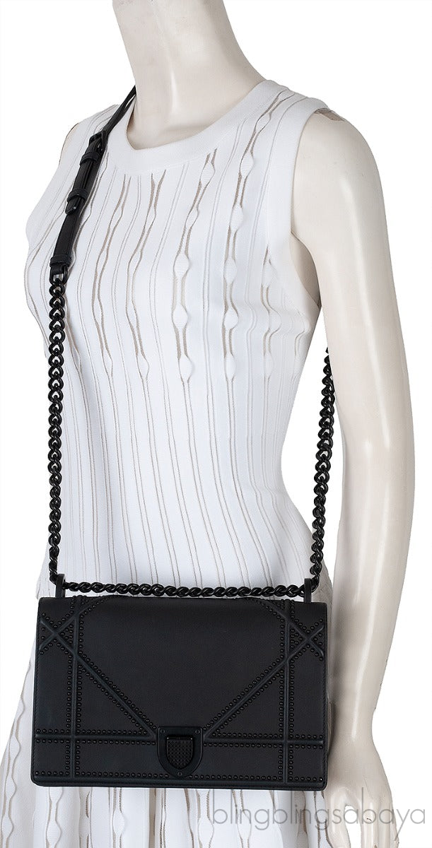 Dior Diorama Black Ultra Matte Medium Shoulder Bag