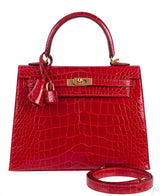 Kelly 25 Red Braise Crocodile GHW