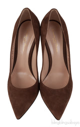 Brown Suede Pointed Toe Heels
