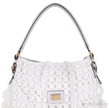 White Crochete Raffia Bag