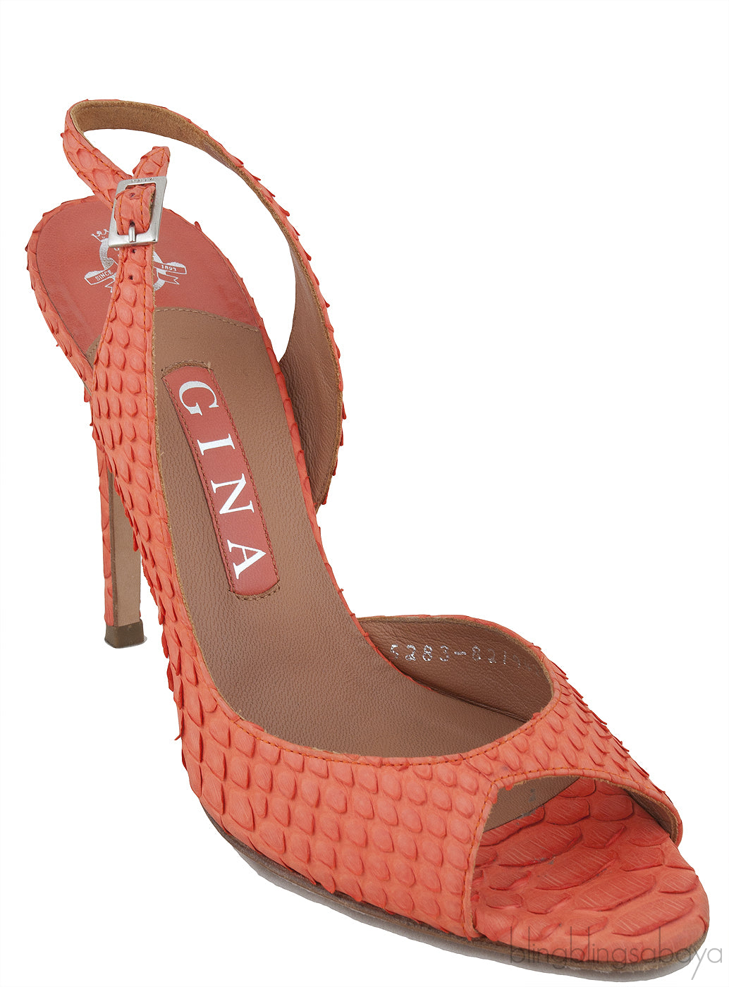 Orange Python Slingback Heels