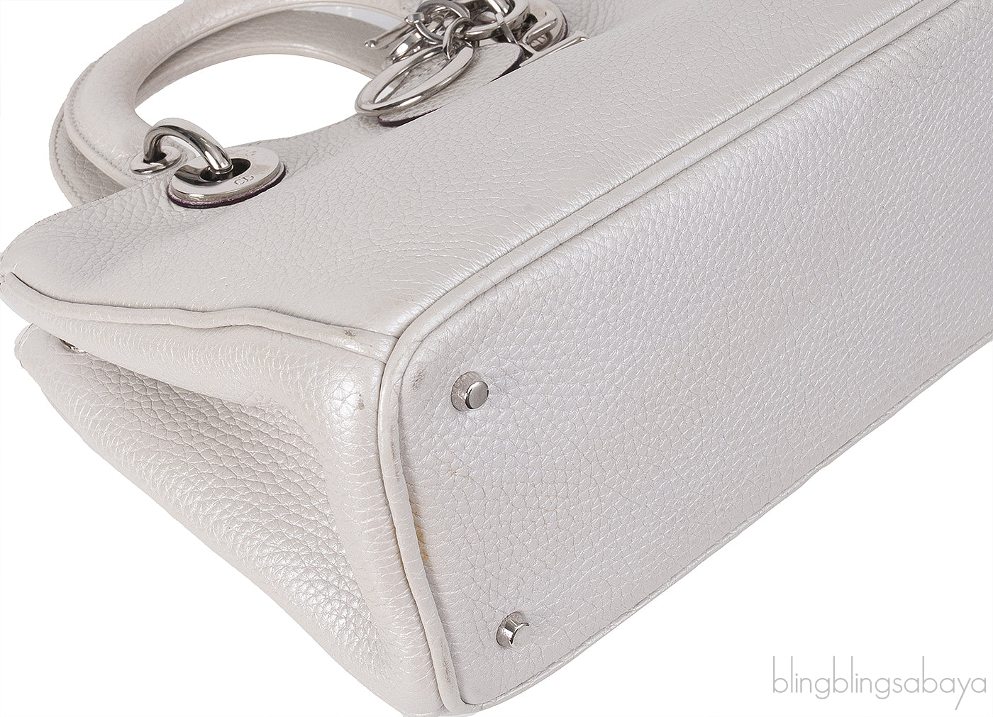 Christian Dior Diorissimo Metallic White Mini Tote Bag