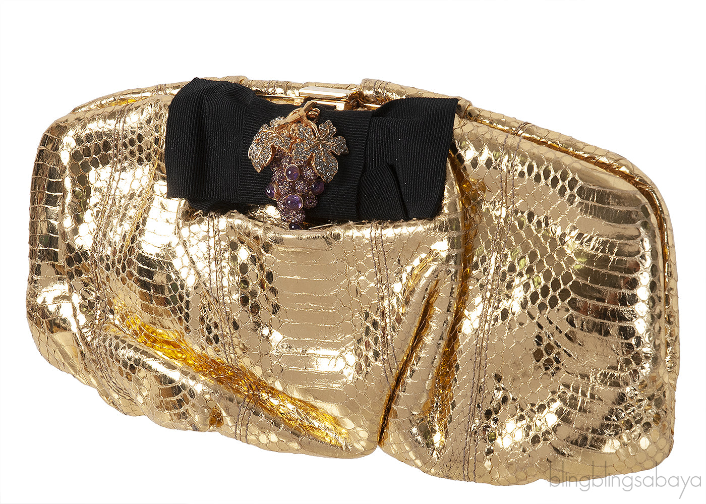 Dolce & Gabbana Gold Snakeskin Wallet Clutch