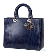Lady Dior Large Blue Python Bag