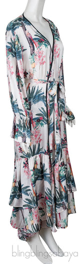 Bird Print Kimono & Bow Pants
