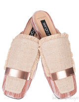 Jute Embellished Crushed Velvet Mules
