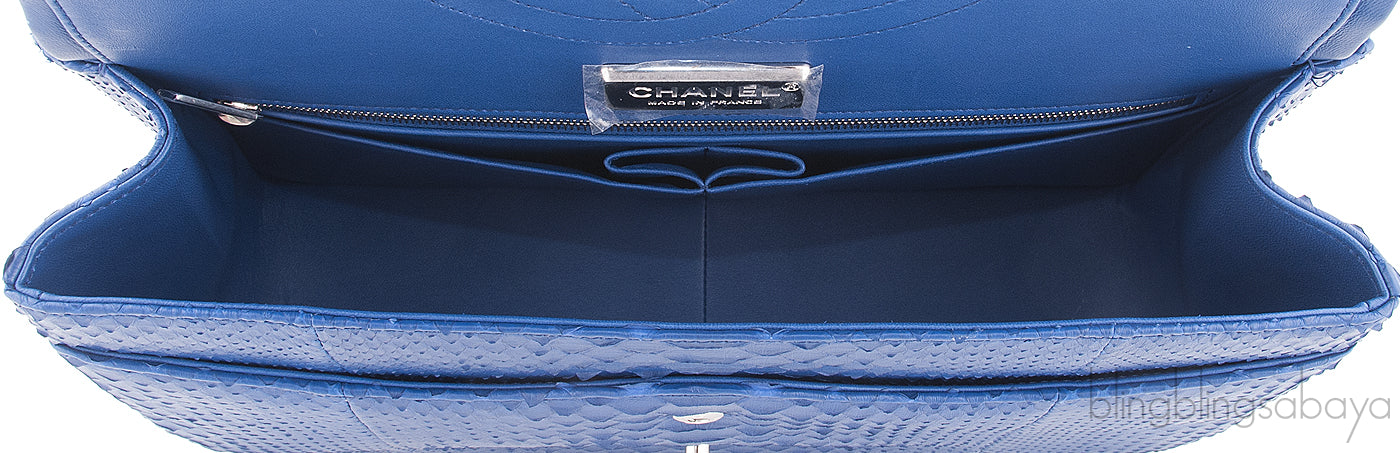 Chanel Classic Blue Python Jumbo Flap Bag