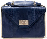 Sally Navy Blue Python Shoulder Bag