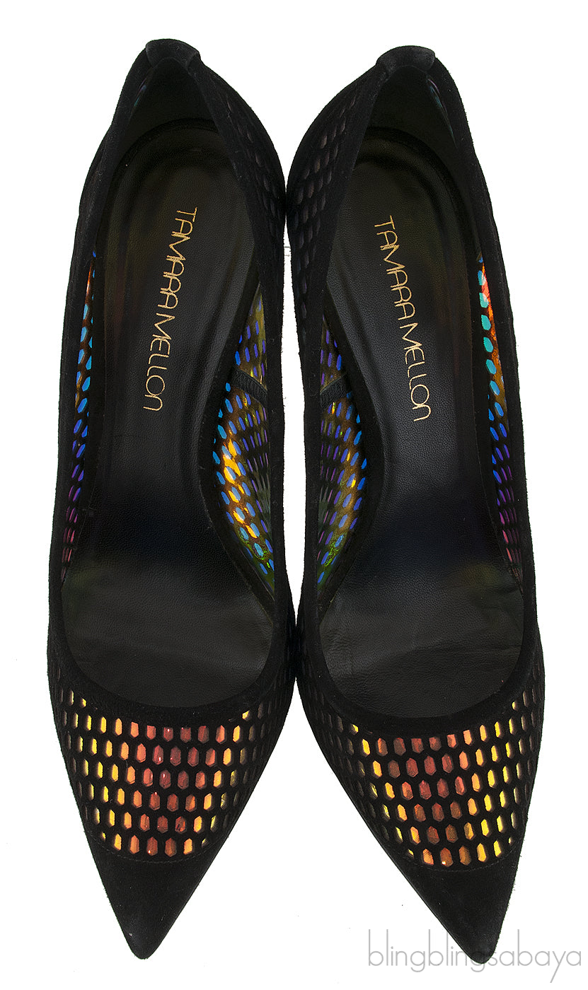 Metallic Gold Perforated Heels