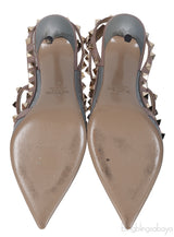 Valentino Garavani Blue Grey Patent Rockstuds Heels