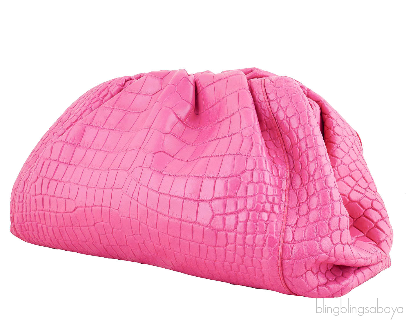 The Pouch Crocodile Pink Clutch