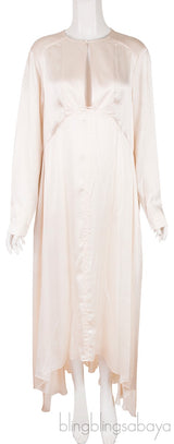 Beige Asymmetric Hem Satin Dress