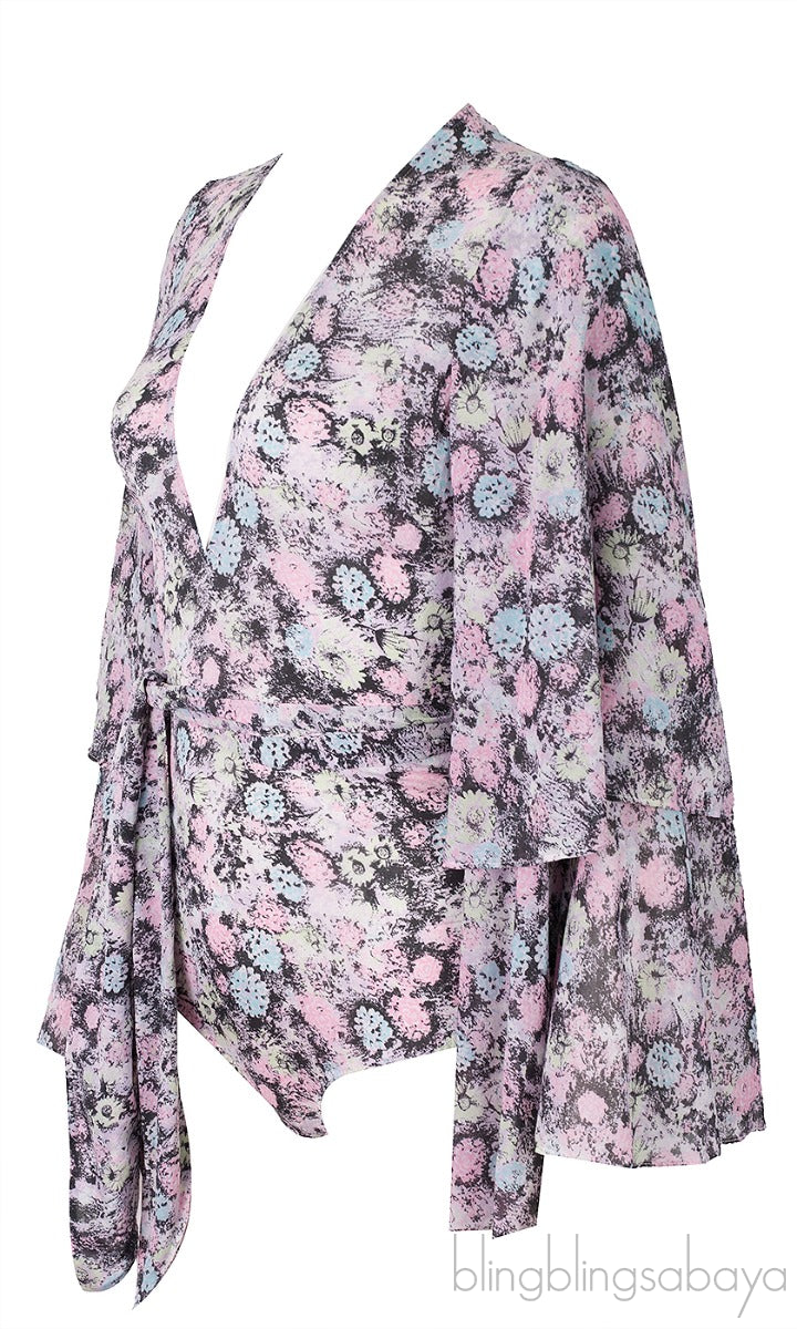 Multicolor Printed Bodysuit  w/ Belt