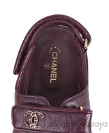 Quilted Leather CC Velcro Burgundy Sandals