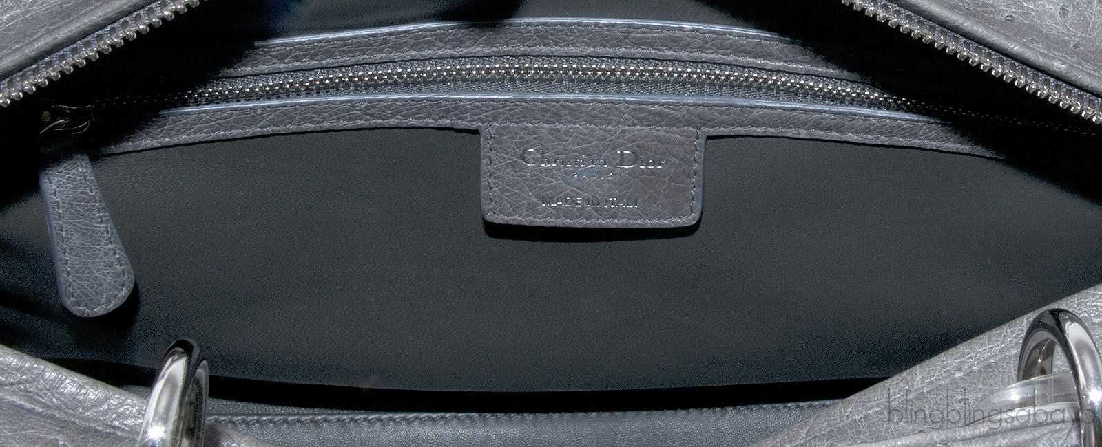 Lady Dior Grey Ostrich