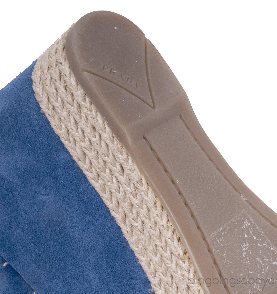Blue Suede Wedge Sandals