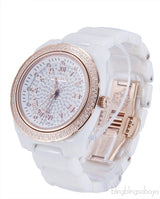 White Ceramic Diamond Ladies Watch