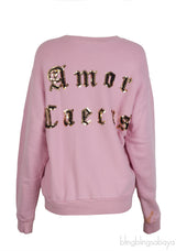 Guccy Pink Sequin Embellished Sweatshirt