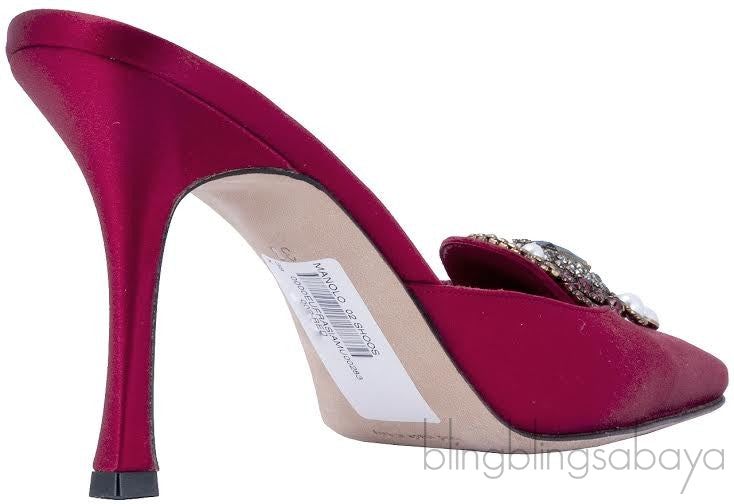 Red Eufra Mid Heel Sandals