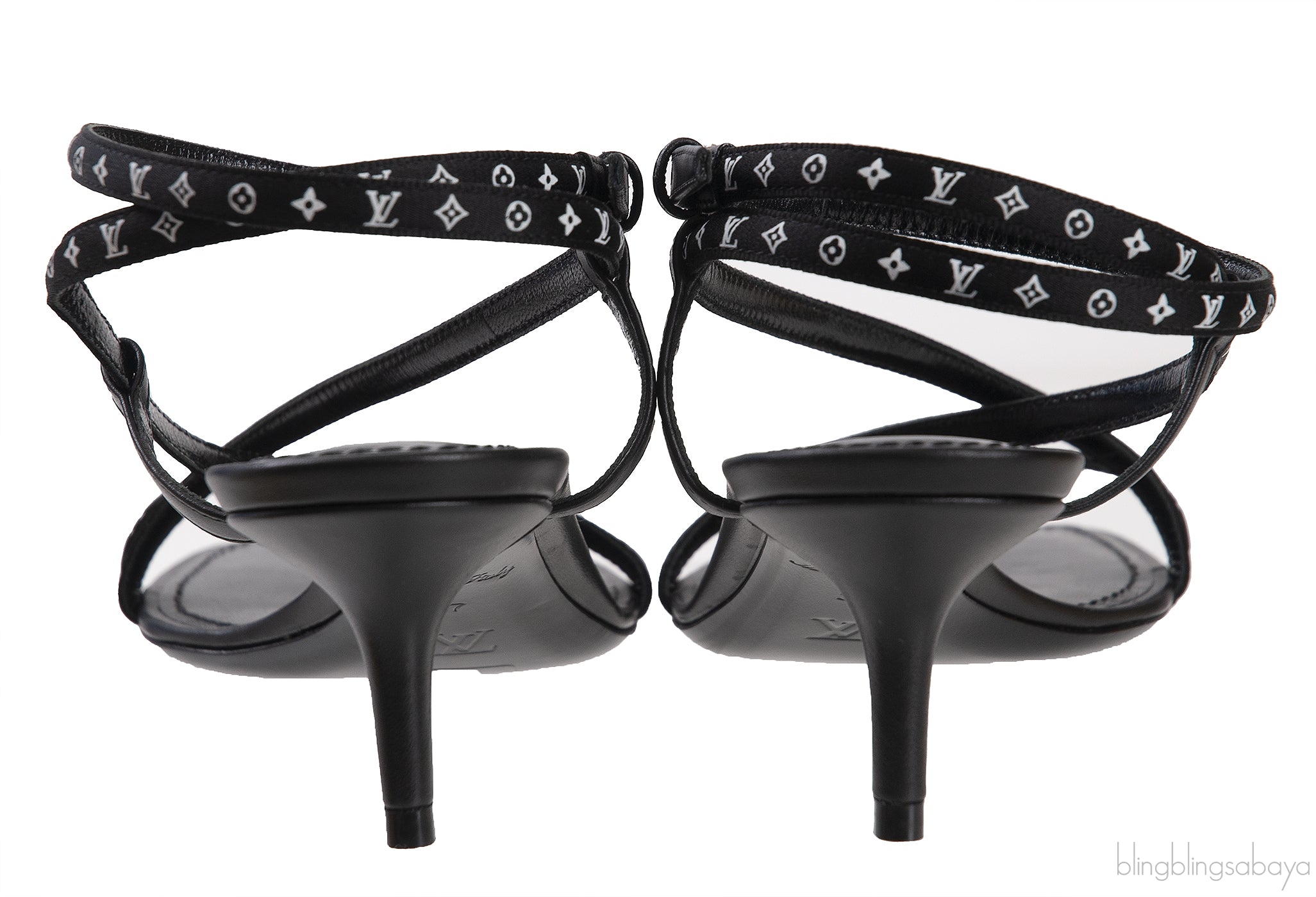 Black Monogram Citizen Strappy Sandals