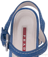 Blue Suede Wedge Sandals
