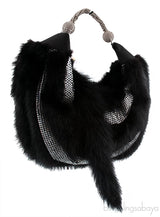 Fur Crystal Black Handbag