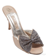 Gina Beige Bow Crystal Vamp Sandals