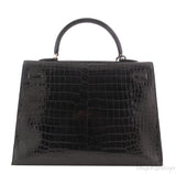 Kelly 35 Black Vintage Crocodile