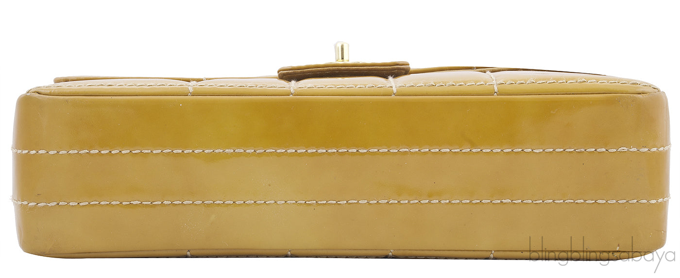 Square Quilt Patent Shoulder Bag