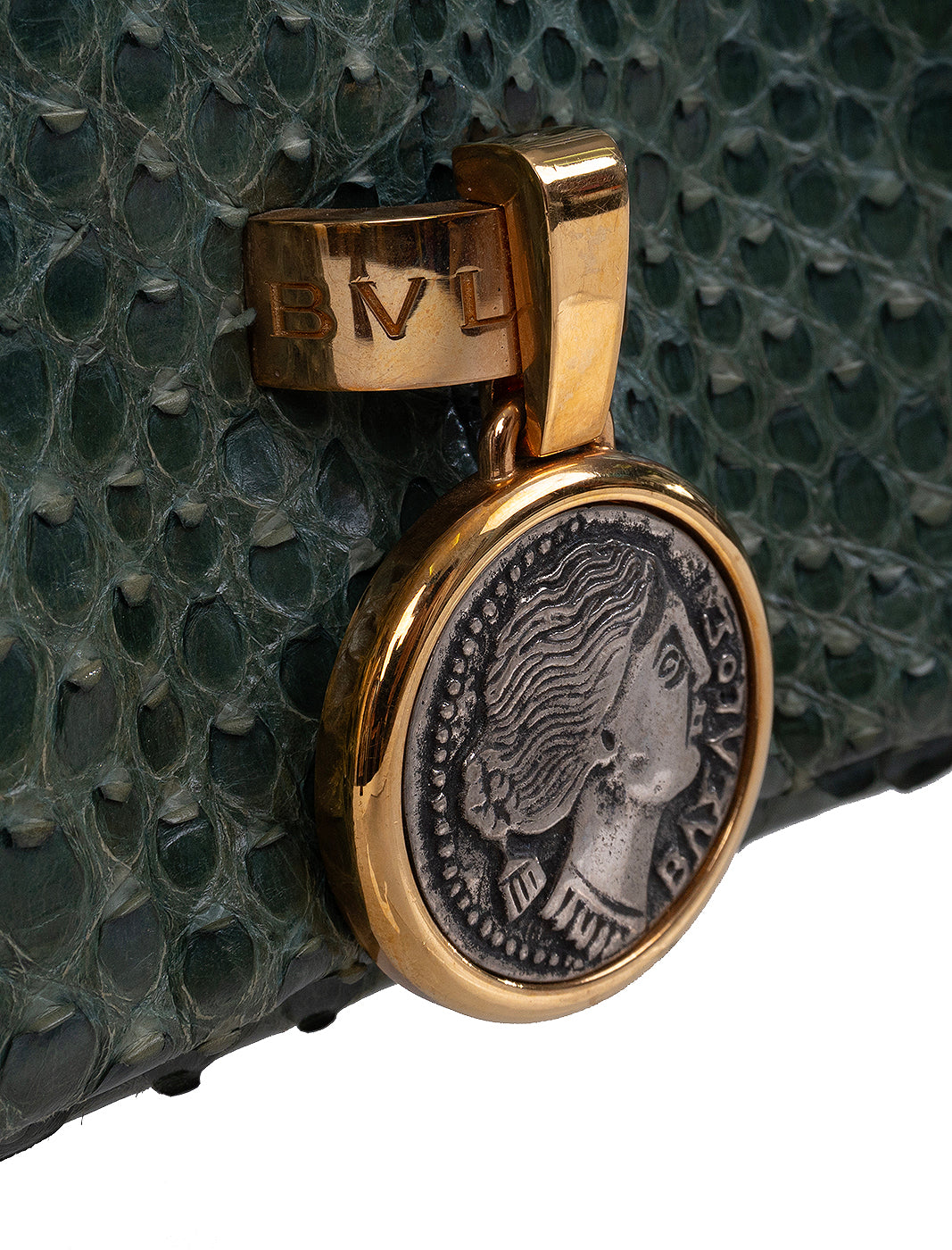 Bvlgari Green Python Monete Fold-over Clutch