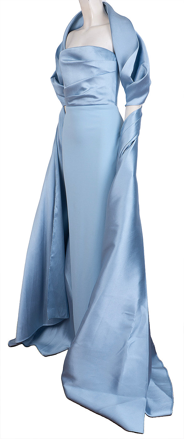 Solace London Light Blue Vera Shawl Train Gown