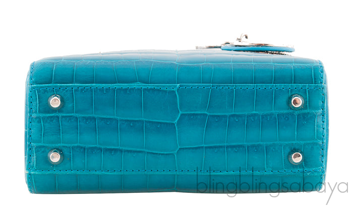 Lady Dior Mini Blue Green Crocodile
