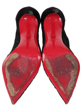 Christian Louboutin Black Mesh Lace Pointed Toe Heels