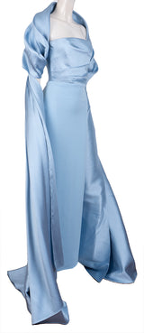 Solace London Light Blue Vera Shawl Train Gown