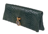 Bvlgari Green Python Monete Fold-over Clutch