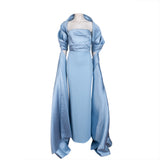 Solace London Light Blue Vera Shawl Train Gown