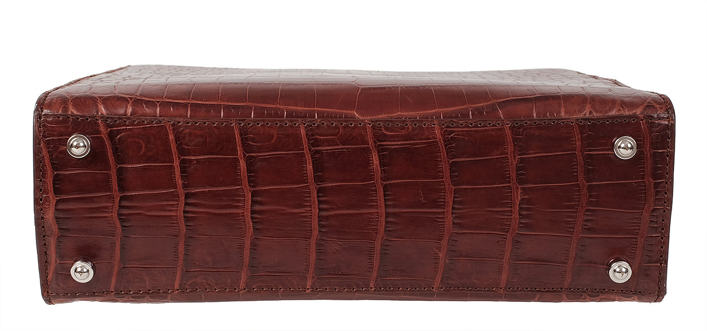 Cape Cobra Burgundy Crocodile Top Handle Bag