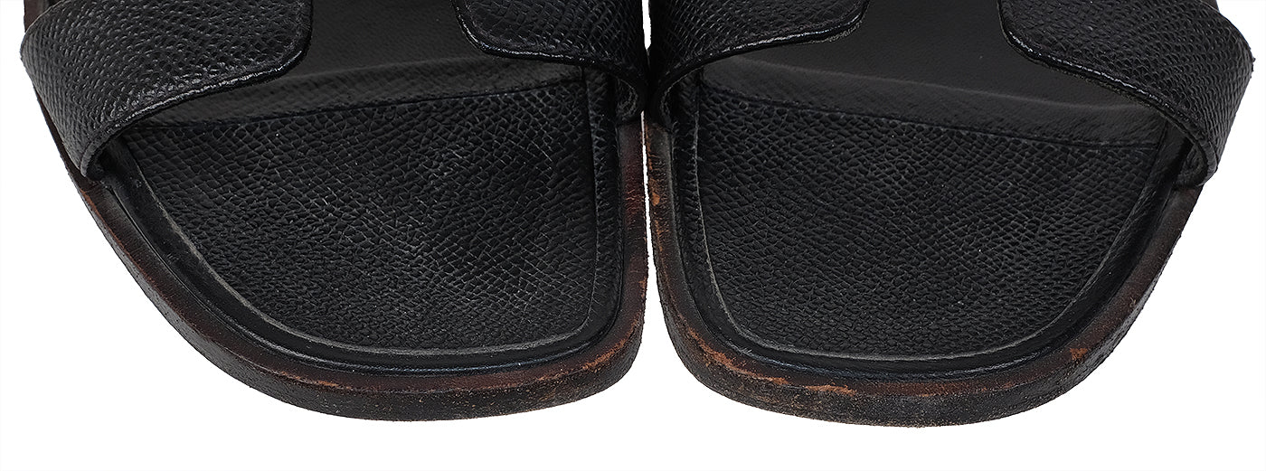 Hermes Black Oran Epsom Sandals