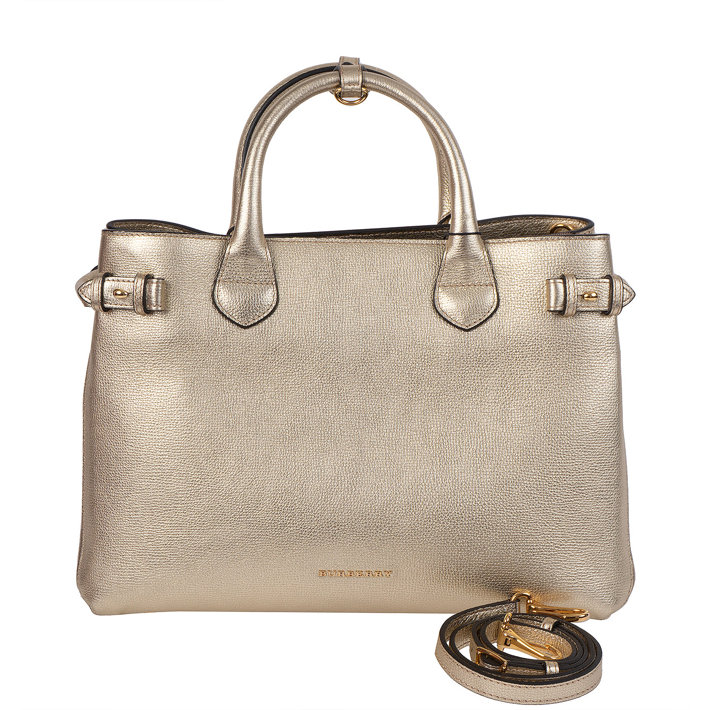 Burberry Twill Medium Banner Metallic Gold Tote Bag